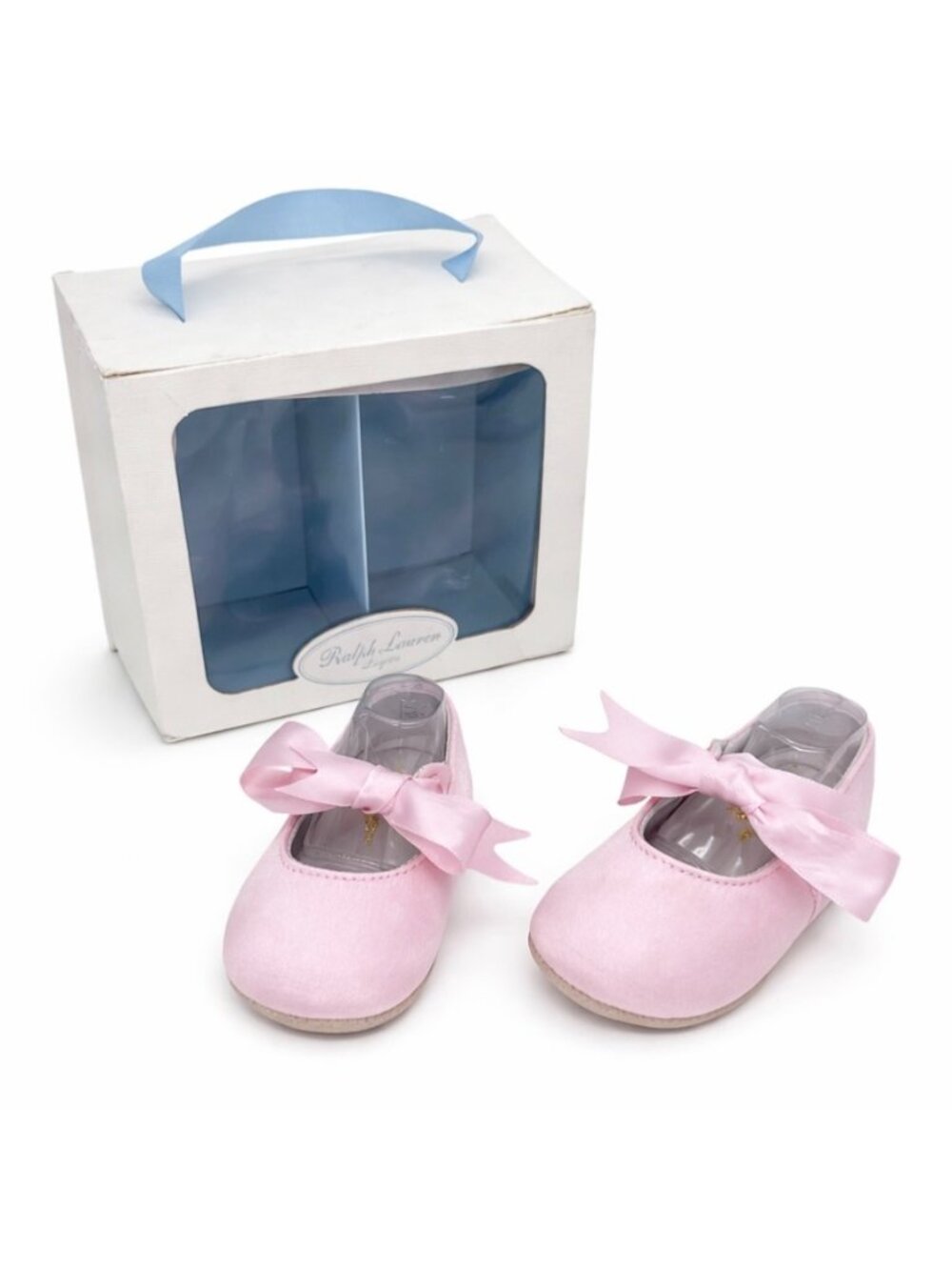 Ralph Lauren Layette Baby Girls Satin Bow Briley Ballet Crib Shoes Infant Size 3